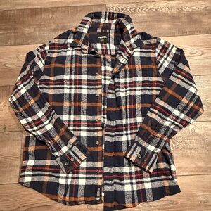 Plaid Kids Shirt - Navy, White, and Orange